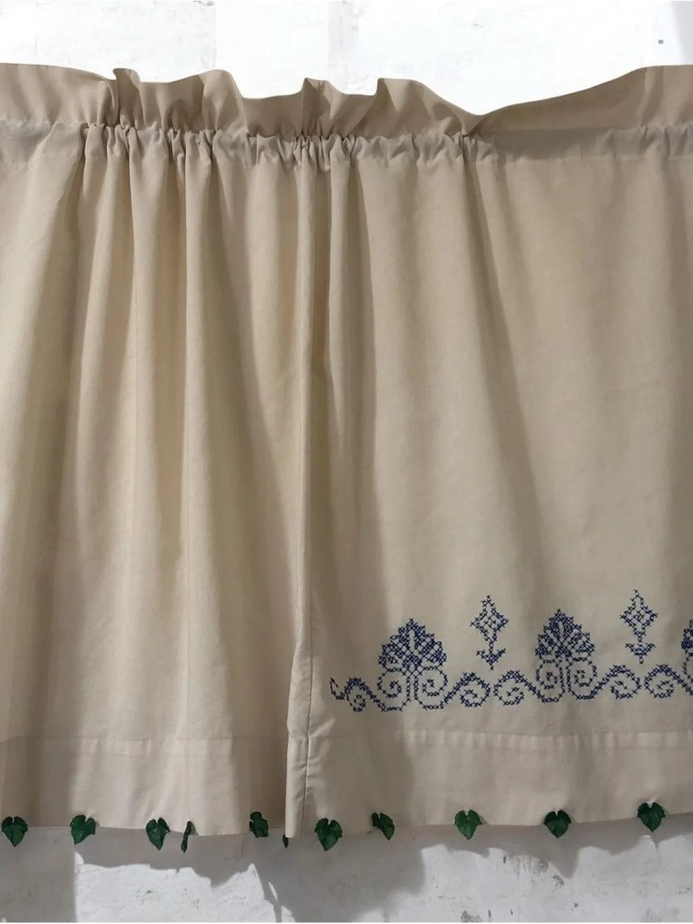 vintage tea stained patina embroidery panel handmade
